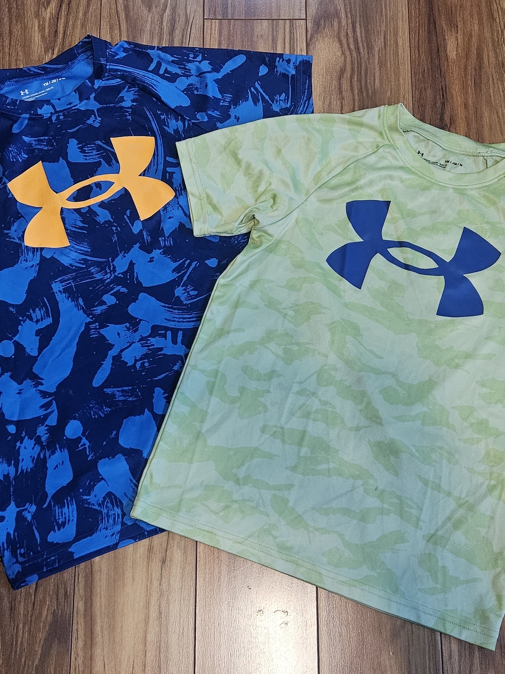 Under Armour Boys' Tech Tee - Navy/Orange & Light Green/Blue - 2-Pack